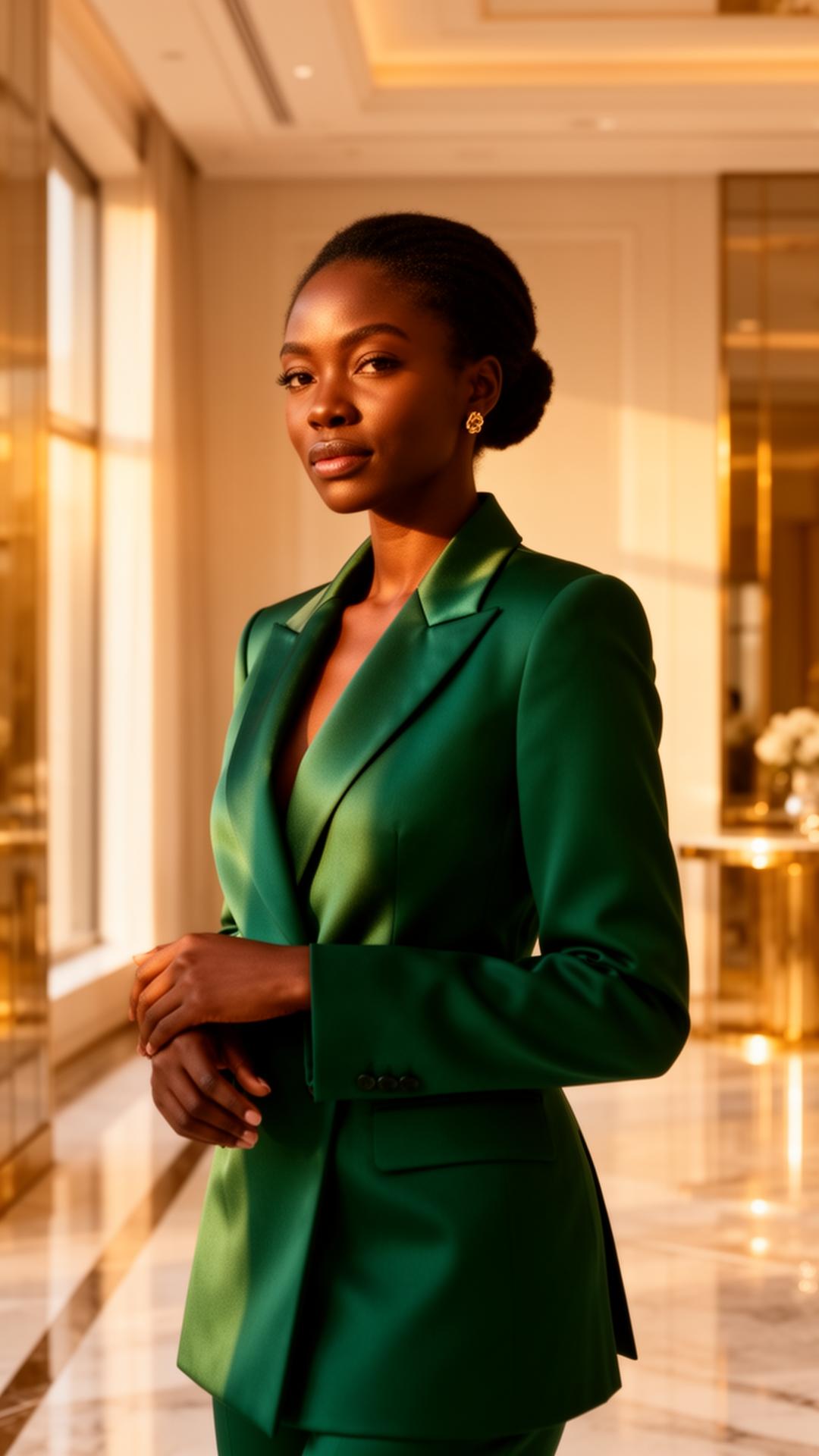 Confident professional Black woman in emerald
